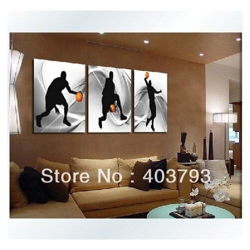 Modern fashion wall art oil painting on canvas Sport basketball decoartion free shipping