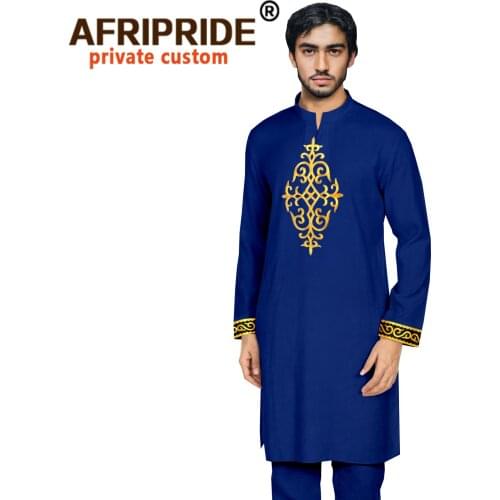 Tracksuit Men African Traditional Wear Formal Attire Bazin Riche Dashiki Outfits Coats Pants 2 Piece Suit Embroidered A2116005