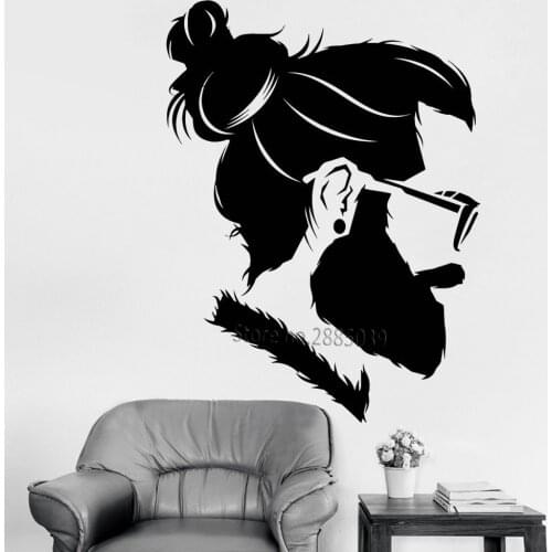 Cool Man Barbershop Shopwindow Decals Vinyl Wall Stickers Hipster Fashion Hairdresser Wall Decor Murals Salon Style Design LC984