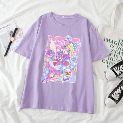 Ulzzang Japan Sweet Cute Girls Casual Top Harajuku Chic Loose Anime Streetwear JK School Style Goth Vintage Summer Women T-shirt