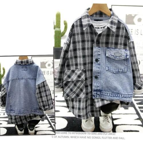Spring Denim Coat Patchwork Jacket 2021 Korean Baby Boy Kids Clothes Jackets For Teens Boys Women Clothing Childrens Outwear