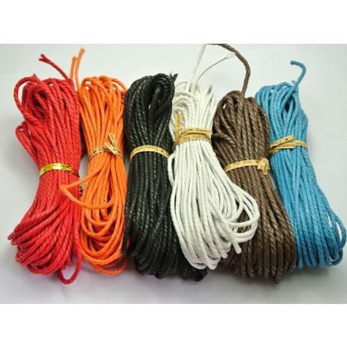 6 Strands Waxed Twisted Waxed Cotton Cord String Thread Line 2mm X10Meters