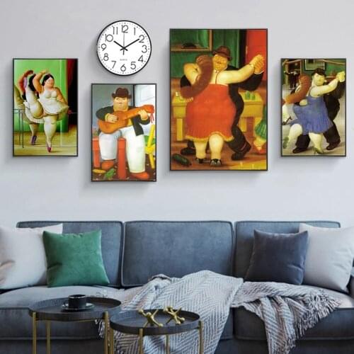 Funny Art Fat Dancer Couple Painting Poster Printmaking HD Pictures Printed on Canvas Used for Room Home Decor Wall Art