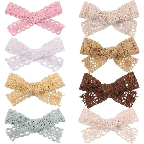 2pcs/lot 8 Colors White Lace Hair Clips Hairpins Bows Safety Barrettes Bowknot Hair Bows For Children Cute Kids Hair Accessories