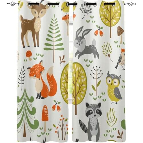 Cartoon Animals World Window Treatments Window Curtain for Kids Room Bedroom Curtain for Girls Colorful cortinas