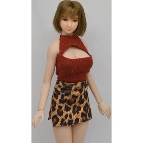 1/6 Scale Sexy Female Low-cut Halter Top T-shirt Skirt Mini Set Bellyband Suit for 12 inch Action Figure Accessories DIY