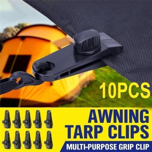 10pcs Tent Clip Tarp Clips Clamp Awning Set Car Boat Cover Tent Tie Down Urgent Snap Fixed Plastic Clip For Outdoor Linoleumclip