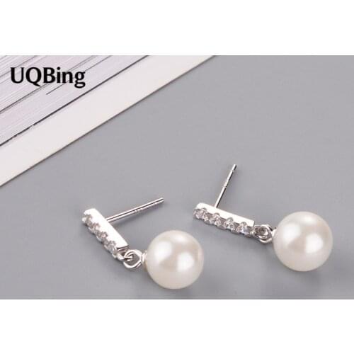 100% 925 Sterling Silver Jewelry Pearl Earrings Pure 925 Silver Earrings Brincos Pendientes de plata