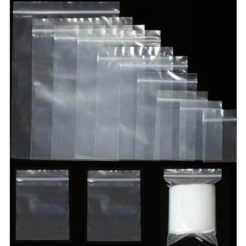 100pcs/lot Jewelry Packaging Transparent Sachet Zip Self Sealing Z Zipper Lock Plastic Bags Clear Ziplock Bags Thickness 0.12mm