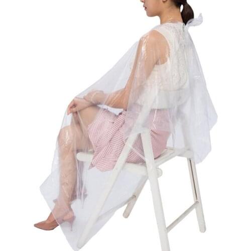 100Pcs Disposable Hairdressing Capes PE Waterproof Apron Cutting Perm Dye Hair Cape Barber Transparent Hairdressing Cloth