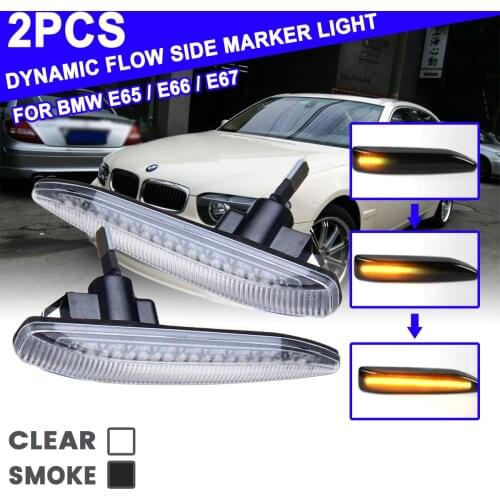 2Pcs for BMW 7 Series E65 E66 E67 E68 Flowing LED Side Marker Lights Dynamic Turn Signal Light Side Repeater Lamp Panel Lamp
