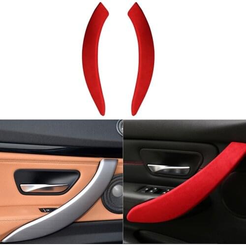 2PCS Suede Car Inner Door Panel Handle Pull Trim Cover Sticker Accessories for BMW 3 4 Series 3GT F30 F31 F32 F34 F36 2013-2019