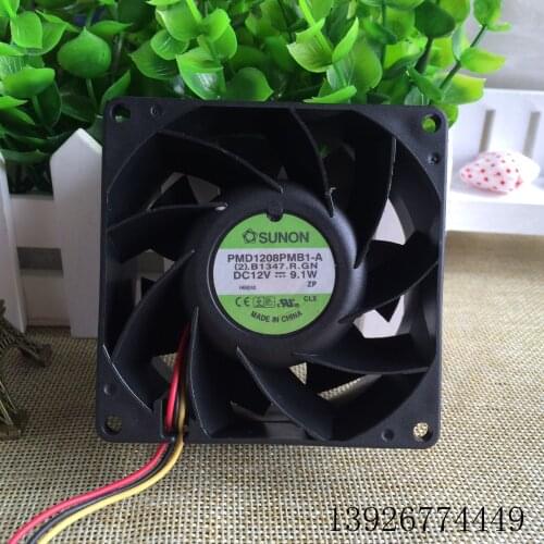 For SUNON PMD1208PMB1-a 8038 12V 9.1W 8CM 3-Wire Converter Cooling Fan