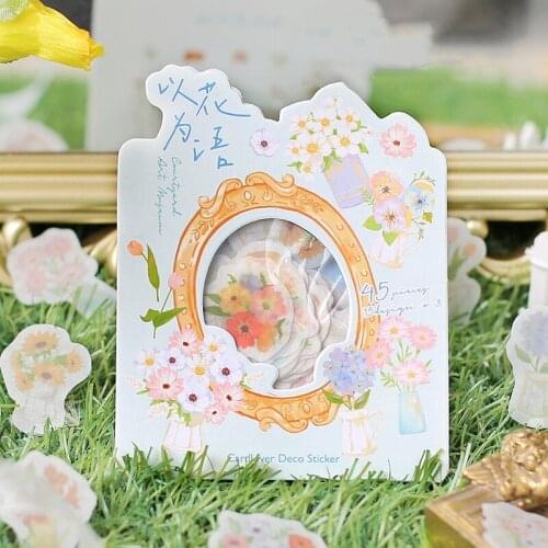 45pcs/pack Flowers Washi Paper Stickers Scrapbooking Diy Bullet Journal Diary Stationery Student gifts Sticker