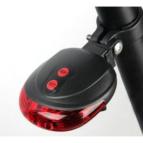 Waterproof 5 LED Bicycle Light 2 Lasers 3 Modes Cycling Taillight Safety Warning Light MTB Bike Rear Tail Light Bike Accessories