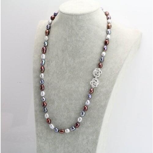 8-9mm Multi Color Long Freshwater Pearl Necklace,Baroque Pearl Jewellery,Charming Women Gift Wedding Birthday Jewelry