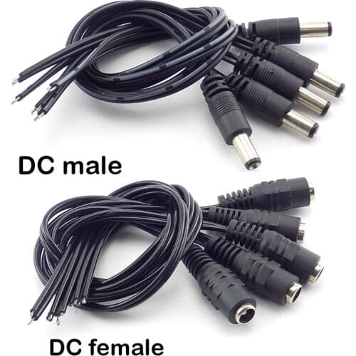 AC DC Female Male power Cable wire Connecter Jack Adapter Connectors for LED Strip CCTV Camera led strip lights Plug 5.5x2.1mm