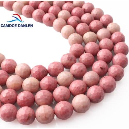 CAMDOE DANLEN Natural Gem Stone Beads Faceted Rhodonite Loose Beads 6 8 10 12MM Fit Diy Charms Bracelet Beads For Jewelry Making