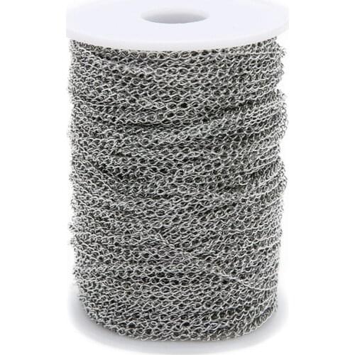 5m/lot Stainless Steel Extender Chain Bracelet Necklace Findings 2.5mm Metal Link Chains Bulk Accessories Supplies for Jewelry