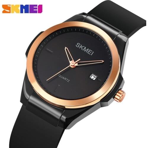 SKMEI Fashion Quartz Women Watch Elegant Textured Waterproof Wristwatch Silica Gel Strap Female For Ladies Watch Reloj Mujer