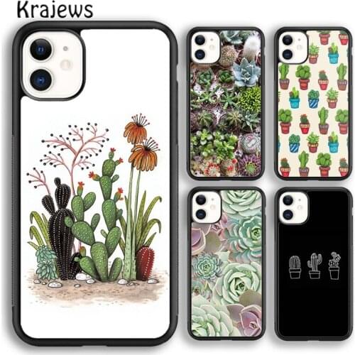 Krajews Cactus Plants Succulents Phone Case Cover For iPhone 5 SE 6s 7 8 plus X XR XS 11 12 pro max Samsung Galaxy S7 S8 S9 S10
