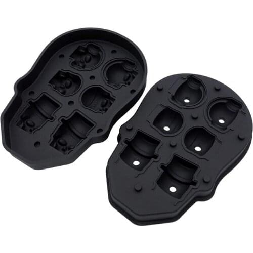 Black 3D Skull Ice Square Ice Making Box 6 Skull Ice Squares Reusable Whisky Ice Hockey Ice Square Mold