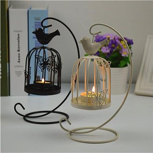 Butterfly Candle Holder Home Decor Supplies Bird Candlestick Indoor Light Tool Bird Cage Modeling Lamp Romantic Atmosphere Props