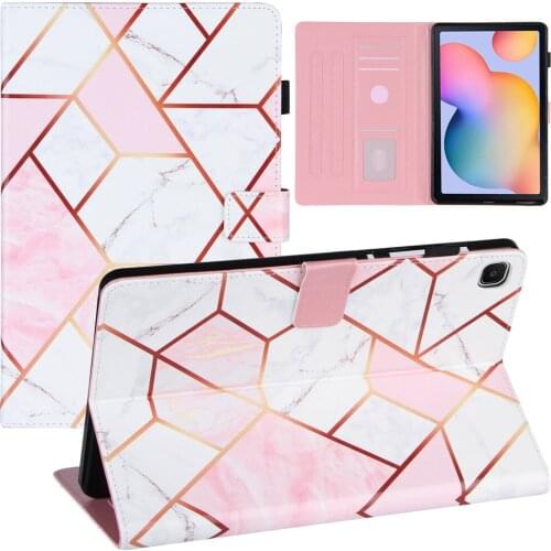 For Samsung Galaxy Tab S6 Lite 10.4 Inch SM-P610 Case Cover Marble PU Leather Stand Hard Shell Folio Smart Case for Samsung P615