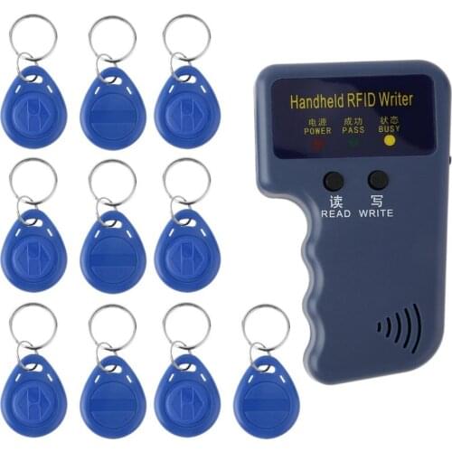 Handheld 125KHz RFID ID Card Copier Writer Duplicator Programmer Reader Match Writable EM4305 ID Keyfobs Tags Card Key Cards