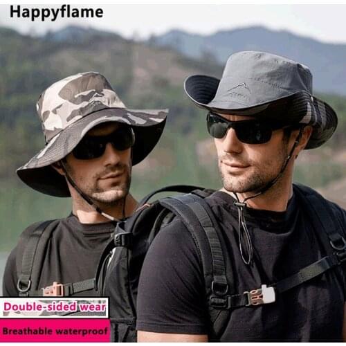Double-sided Wear Waterproof Fisherman Hat Breathable Wide Brim Hat Bucket Hat Mens Panama Hat Summer Visor Sun Hat Hiking Hat
