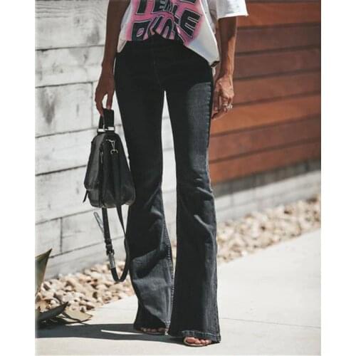 Flare Jeans Women wide leg jeans Denim Trousers Vintage Women Clothes 2019 Fall High Waist Pants Stretchy ladies jeans mom jeans