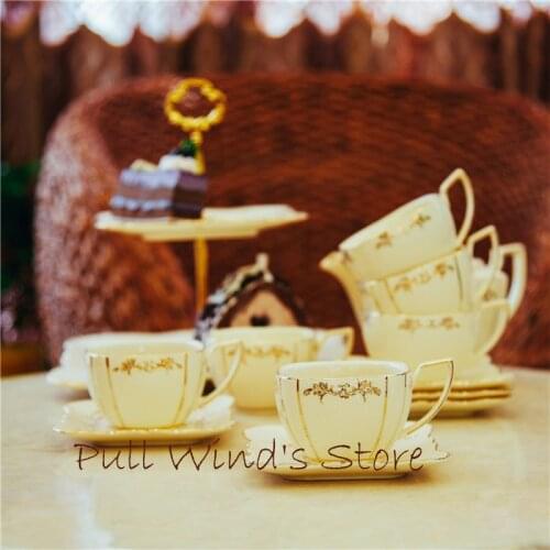 Classic Royal ceramic coffee cup Quality of life Exquisite gilt relief coffee cup sets black tea cups pot