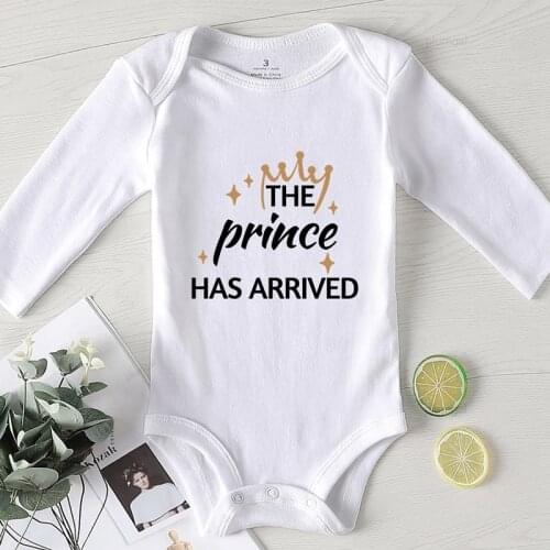 Onesie Baby Girl Winter Clothes One Piece Jumpsuit Cotton The Prince Has Arrived Undershirts Long Sleeve Toddler Girl Costume