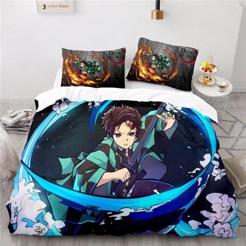 New 3d Demon Slayer Bedding Set Print Duvet Cover Set with Pillowcase Home Textile Twin Full Queen King Size for Bedroom Decor