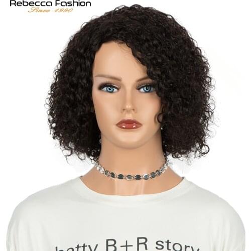 Rebecca HAIR Short Curly Bob Wigs For Women Kinky Curly Wig Bob Wig Brazilian Remy Full Machine Curly Human Hair Wigs Natural