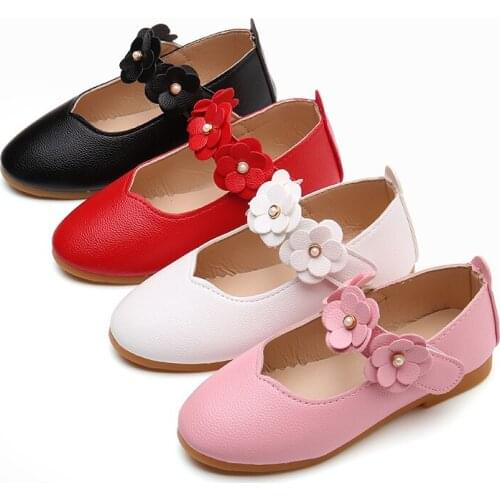 White Pink Kids Baby Toddler Flower Children Wedding Party Dress Princess Leather Shoes For Girls School Dance Shoes