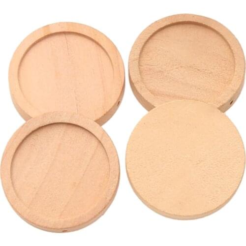 50pcs Natural Wooden Material Round Blank Charms Pendants Setting Base Cabochon Tray For Jewelry 25mm Bracelets Necklace DIY