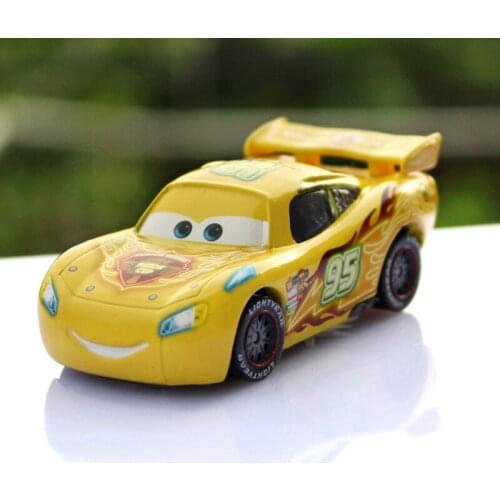Disney Pixar Cars 2 No.95 yellow shining Lightning Mcqueen Pattern Metal Diecast alloy Toy Car model for children 1:55 Brand toy