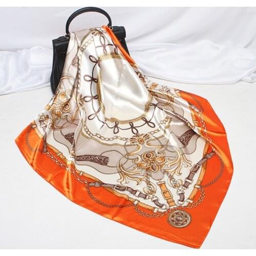 Fashion 90*90cm Square Women Scarves Silk Shawls Scarf Office Lady Hair Neck Bandana Headband Foulards Headcloth Muslim Hijab