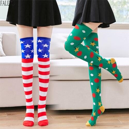Faleto Fashion Womens Thigh High Socks Long Striped Over the Knee Warm Stocking Leg Warmer Novetly Boot Socks For Costume Party