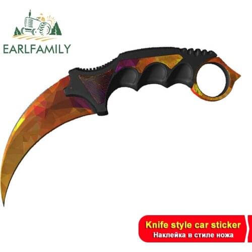 EARLFAMILY 13cm Car Decal for CS GO Karambit Knife Auto Car Stickers Laptop Suitable for Any Flat and Smooth Clean Surface Decor
