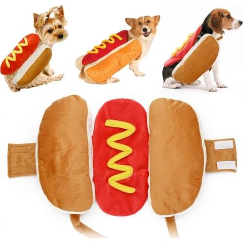 Pet Dress Up Costume Hot Dog Shaped Dachshund Sausage S M L Adjustable Clothes Funny Warmer For Puppy Dog Cat Dress Up Supplies
