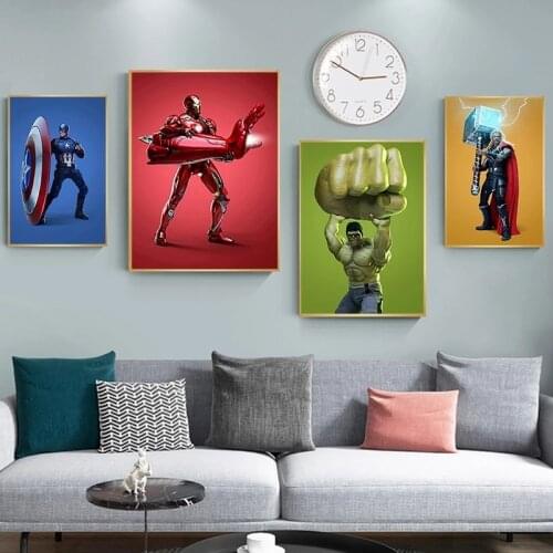 Marvel Avengers Creativity Wall Art Canvas Painting Superhero Iron Man Hulk Posters Prints Pictures For Living Room Home Decor