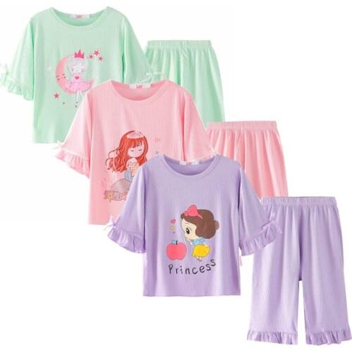 2021 New Clothes Princess Pajamas For Girls Clothes Kids Sleepwear Toddler Kids Sleepwear Flower Girls Spring Autumn 3 to 12 Y