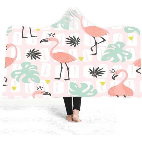 Tropic Flamingo Series Green Plant 3D Printed Plush For Adults Kids Sherpa Fleece Plush Blanket Warm Throw Blanket For Home Sofa