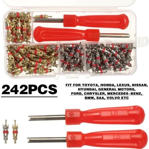 242pcs R134a Car A/C Valve Core+ Remover Tool Copper Air Conditioning Valve Cores Automobile Exterior Repair Components