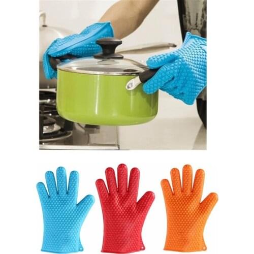 Silicone Heat-Resistant Gloves Cooking Barbecue Gants Thick Non-slip Kitchen Microwave Glove Oven Mitts Home Waterproof Gloves