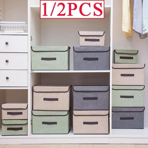 Non-woven Fabric Storage Box Foldable Clothes Finishing Box With Lid Dustproof Toys Snack Sundries Organizer Home Organizer