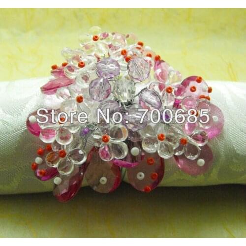 Beaded wedding napkin ring acrylic flower, napkin holder