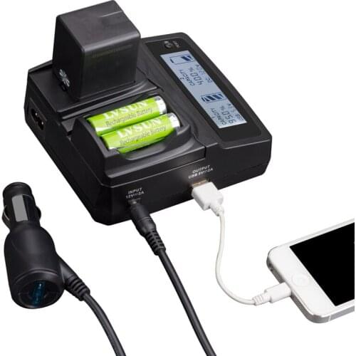 LVSUN Universal Phone AA Camera Car EL3 MH-18 EN-EL3 EN-EL3E EN EL3e Charger For Gopro Hero 5 4 Nikon D30 D50 D70 D90 D70S D100